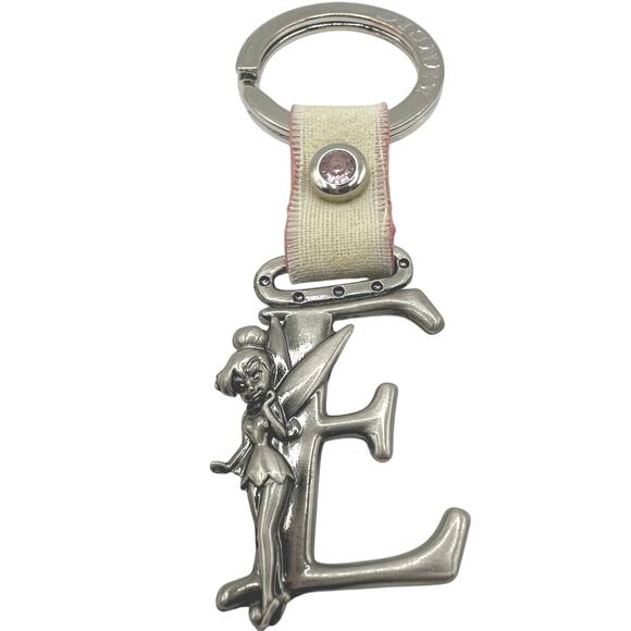 Tinker Bell Pewter Letter Keychain with Strap - Initial letter E. - Picture 1 of 6
